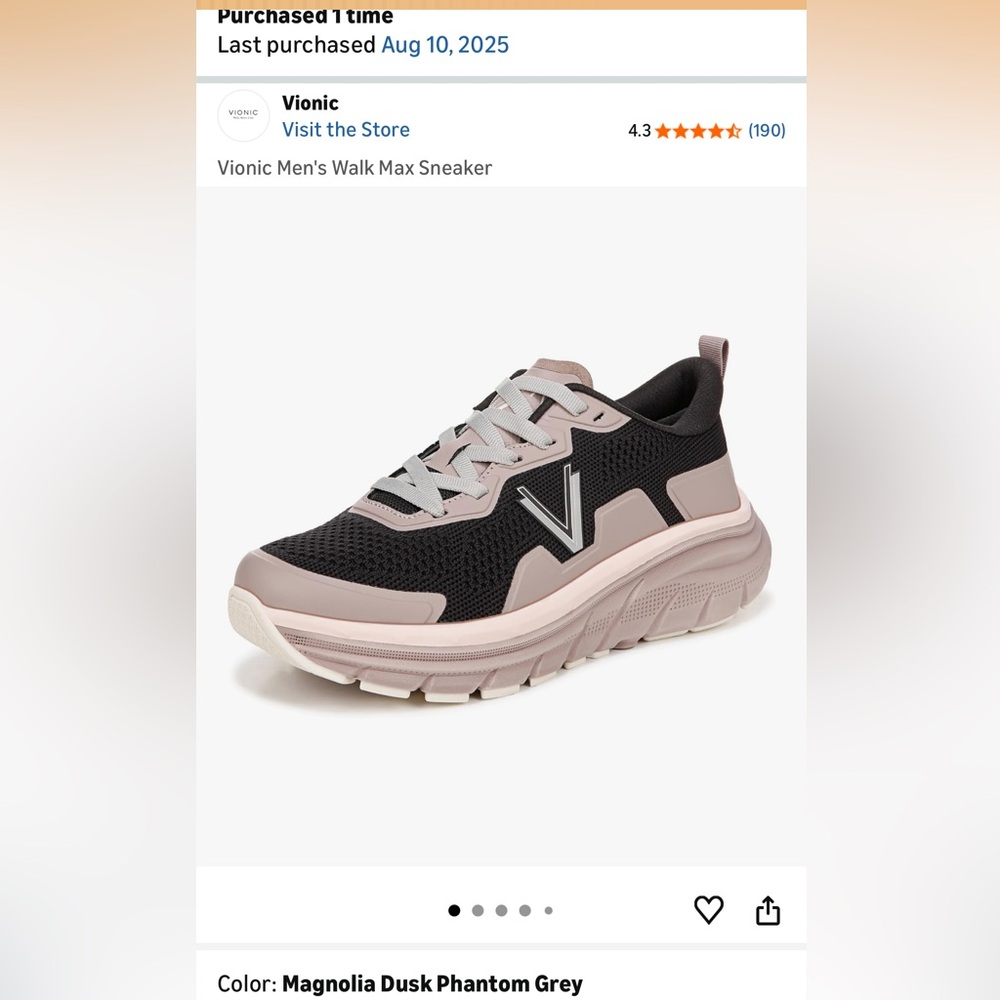 Vionic Walk Max, Magnolia Dusk Gray, size 8, like new - Picture 8 of 8